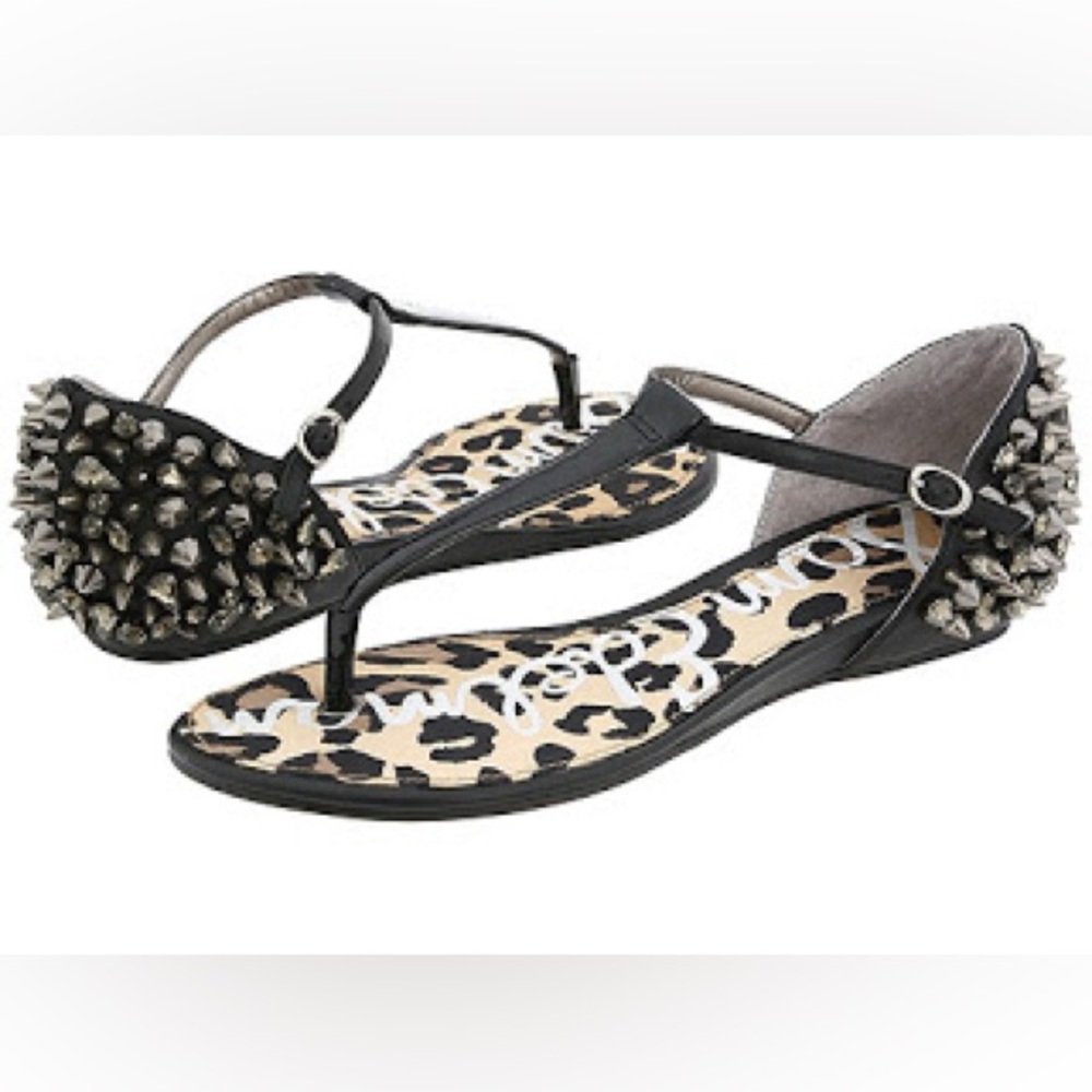 Sam Edelman Exie Black Studded Thong Sandals size 8.5